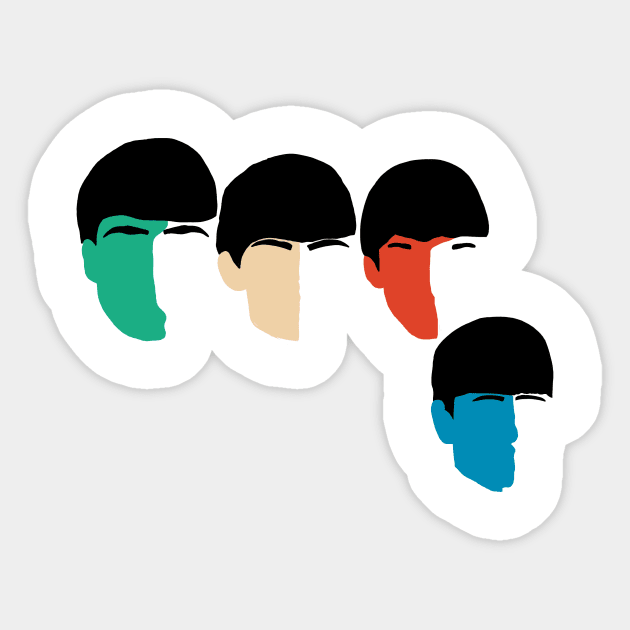 Beatles Silhouette Faces Sticker by logoarts